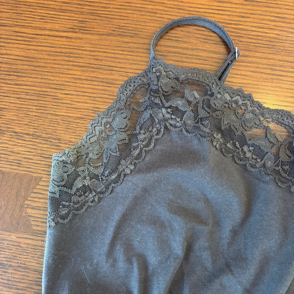Van Heusen Womens Brown Lace Trim Cami Tank Top Adjustable Straps Medium - Picture 2 of 6